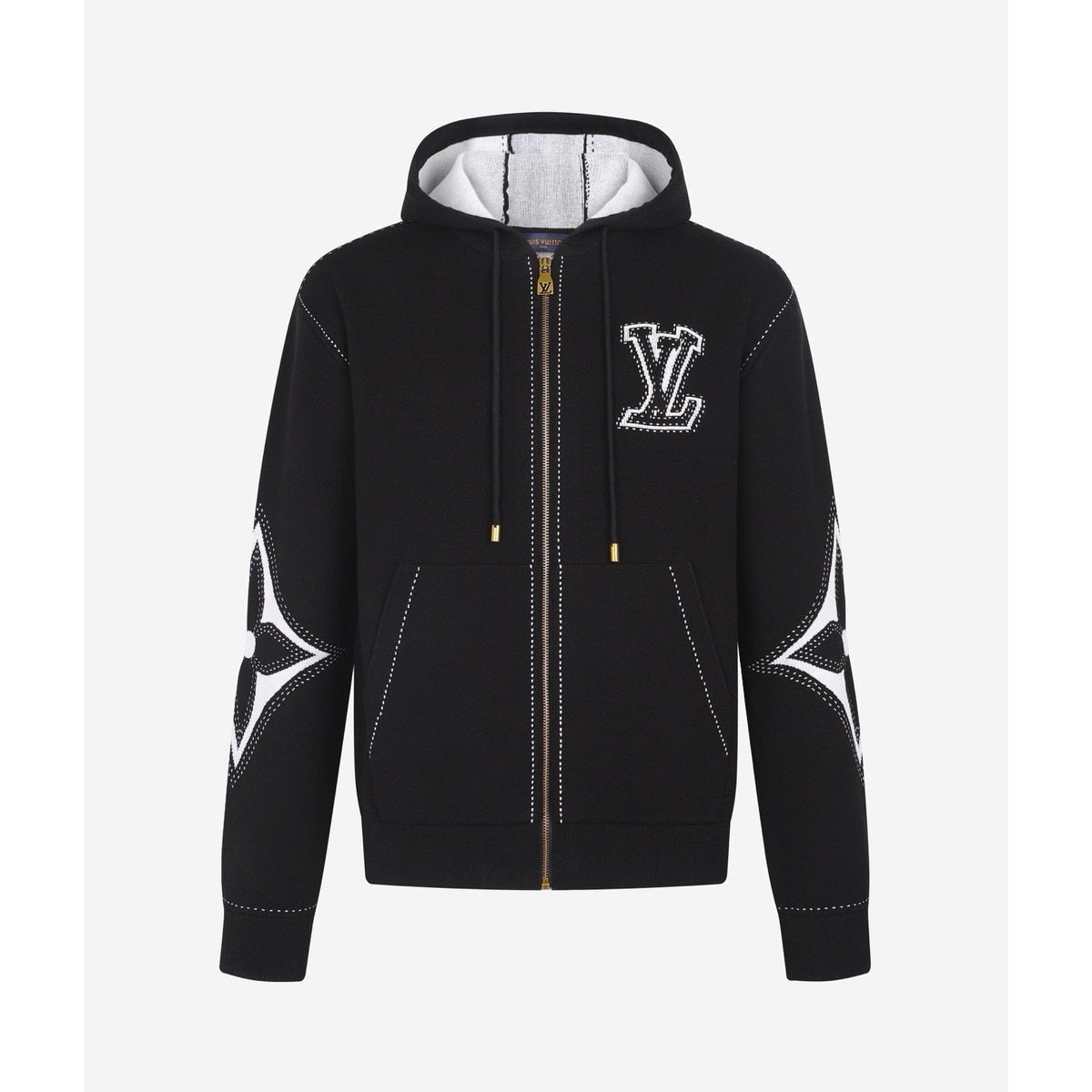 Falection FW26 Graphic Intarsia Zipped Cotton Hoodie in 2 Colors