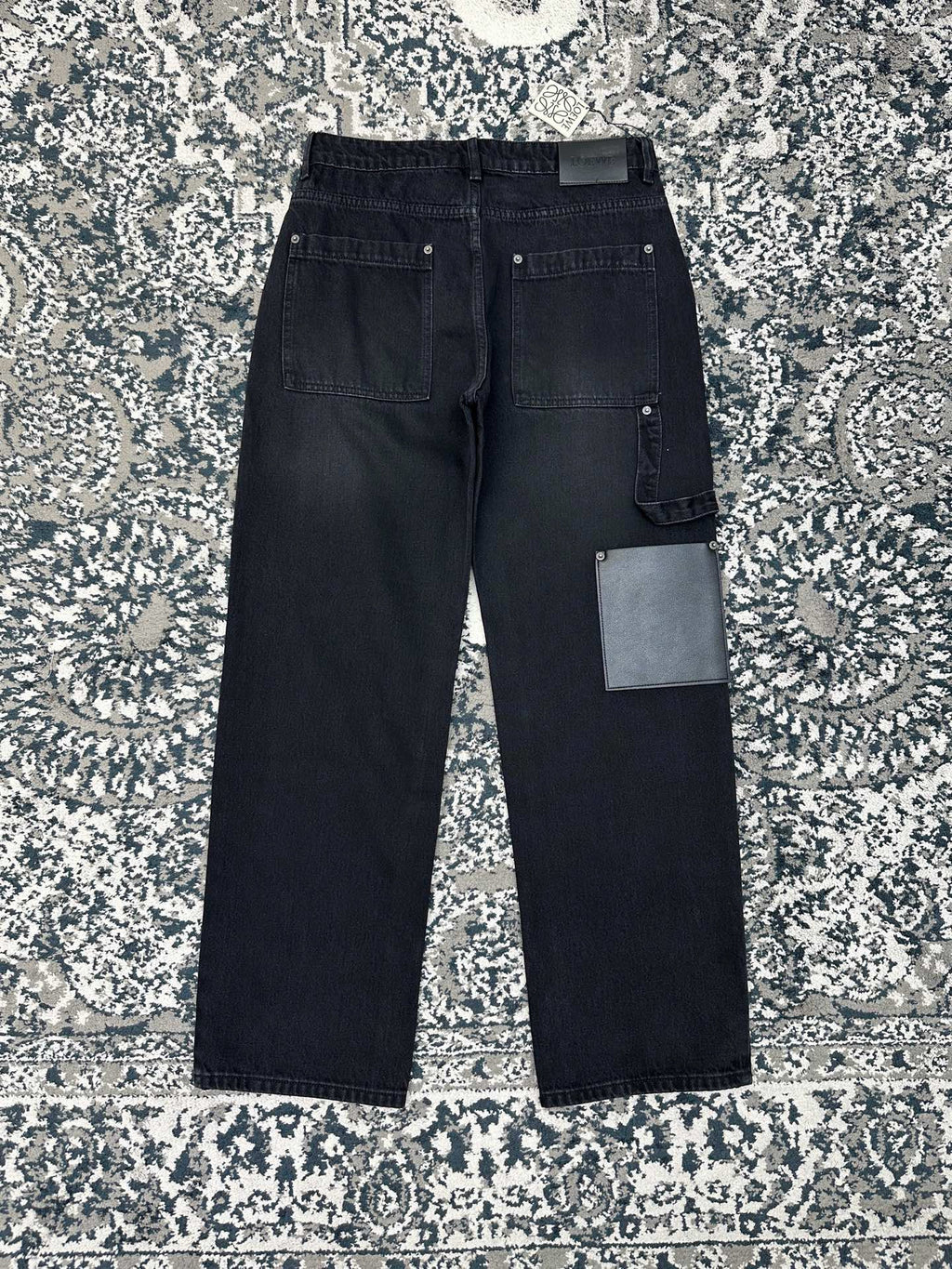 Falection FW26 Leather Patch Straight Leg Jeans in 2 Colors