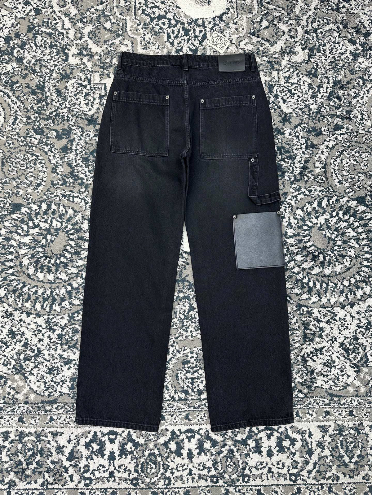Falection FW26 Leather Patch Straight Leg Jeans in 2 Colors