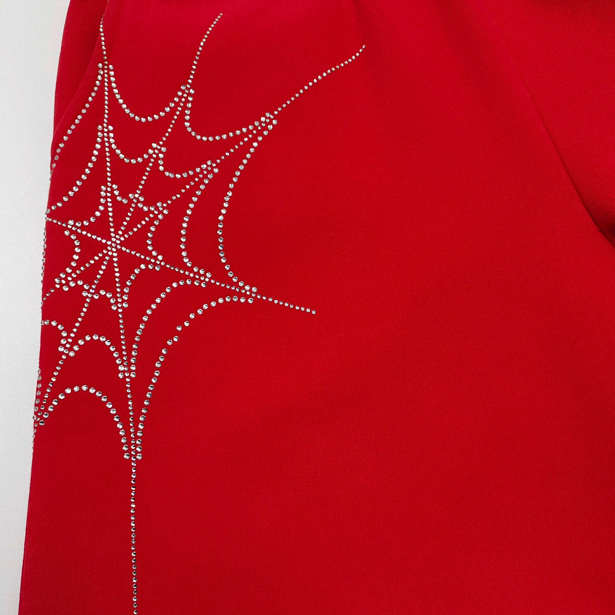 Falection Sp5der FW26 Rhinestone Embellished Sweatpants in Red