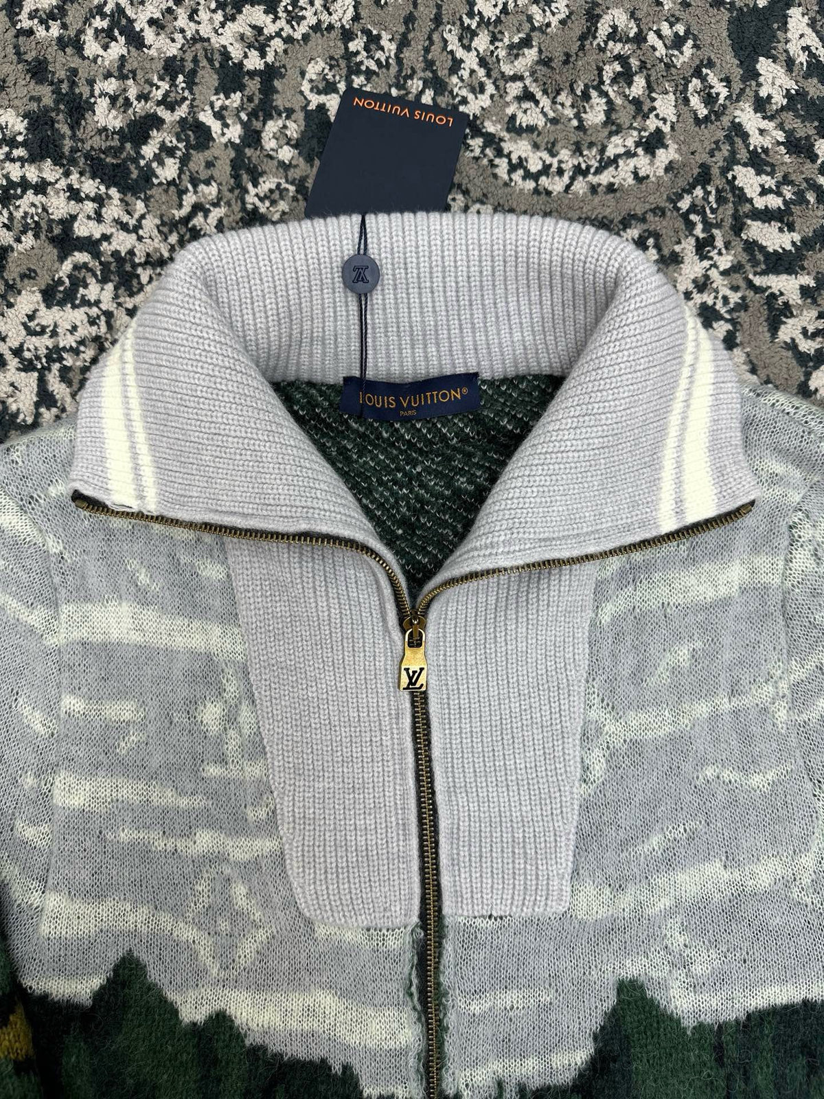 Falection FW26 Jacquard Zippered Turtleneck Cardigan
