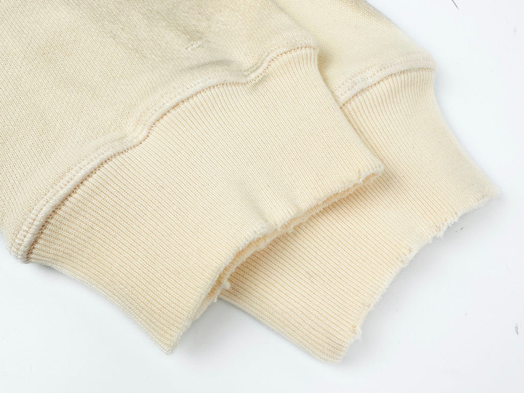 Falection FW26 Distressed Logo Fleece Sweatshirt in Cream