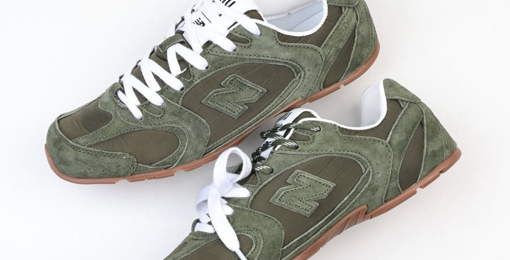 Falection NB x MIU SS26 530 SL Technical Fabric and Suede Sneaker in Olive