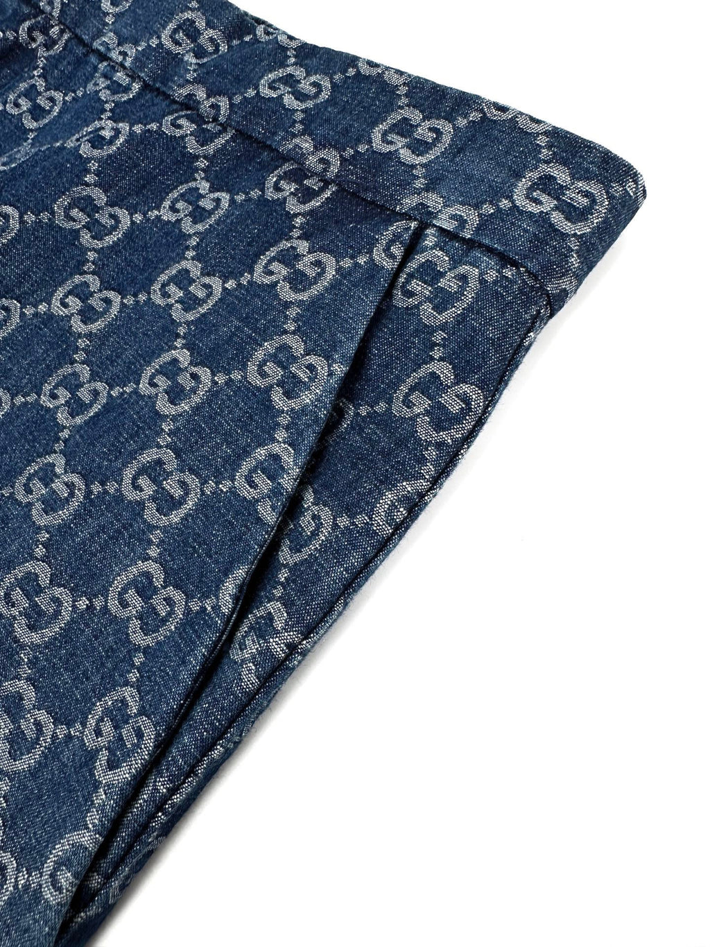 Falection FW26 GG Cotton Denim Jacquard Wide Leg Pants