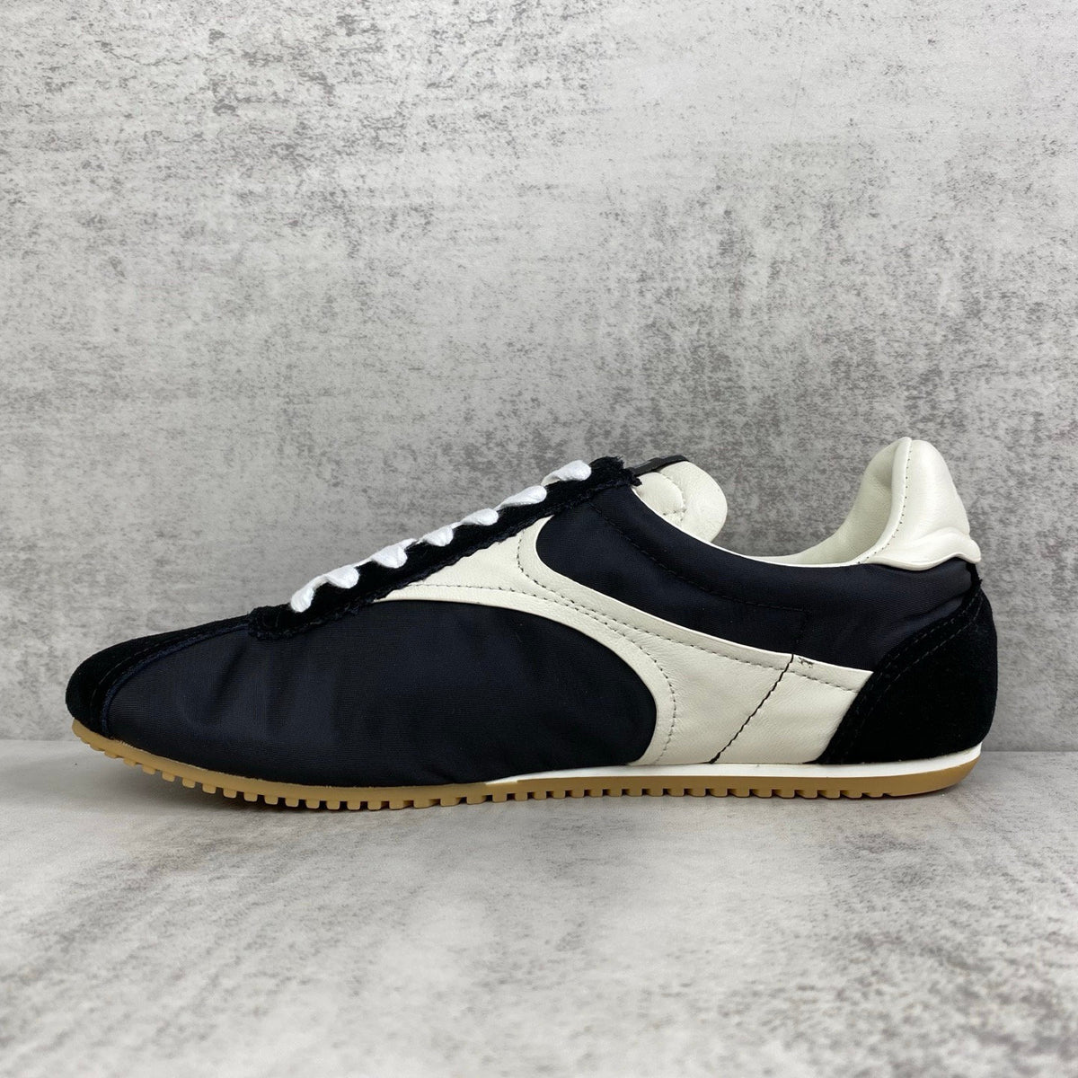 Falection FW26 Shot Sneaker Suede Strimmed in Black/White