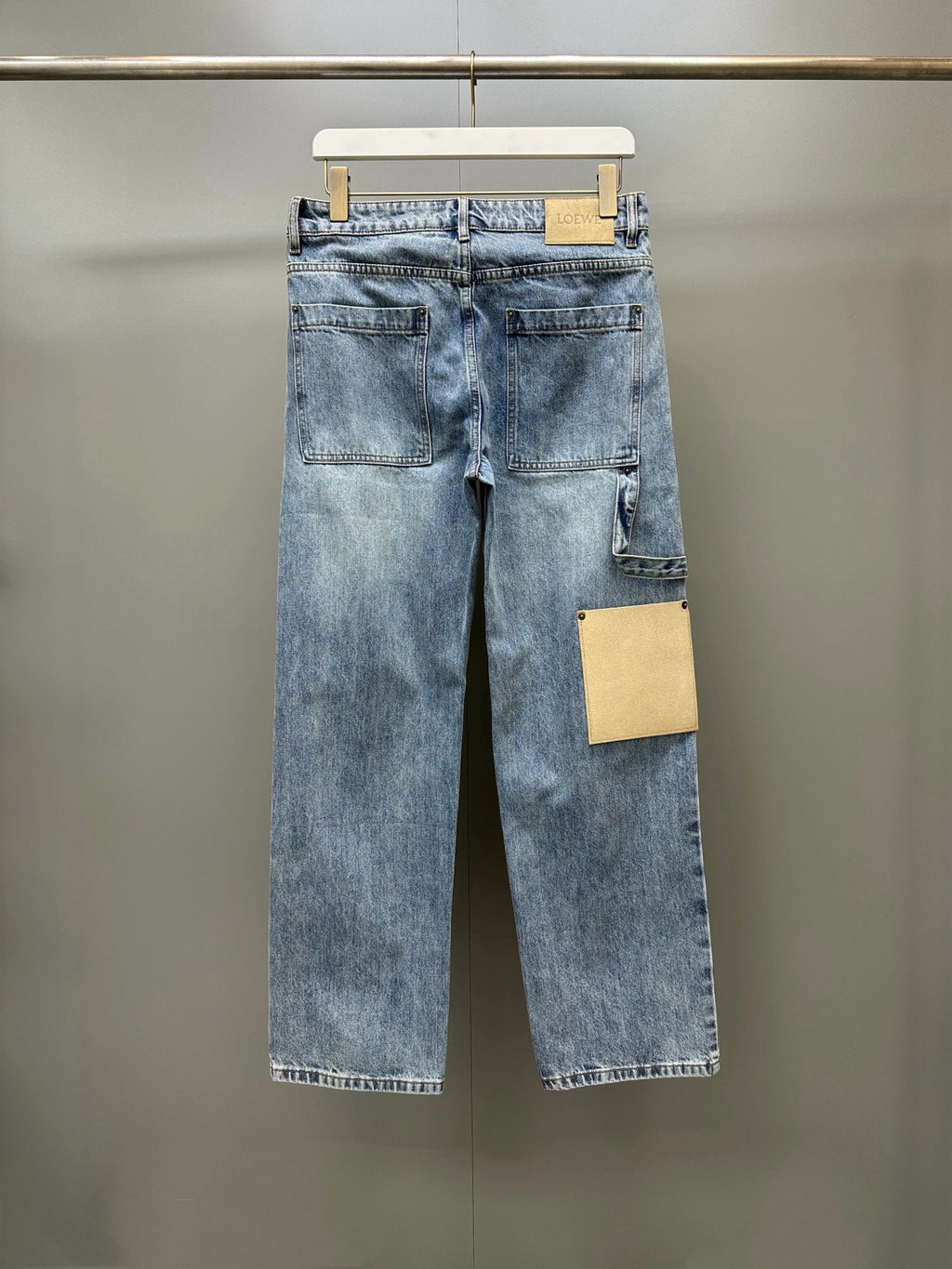 Falection FW26 Leather Patch Straight Leg Jeans in 2 Colors