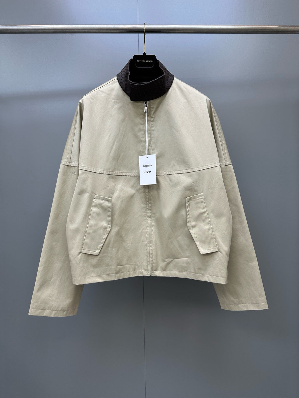Falection FW26 Intrecciato Cotton Blouson Jacket in Beige