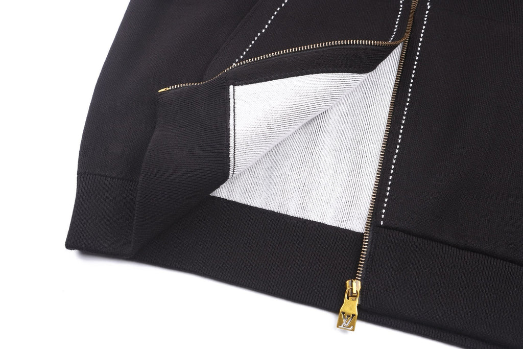 Falection FW26 Graphic Intarsia Zipped Cotton Hoodie in 2 Colors