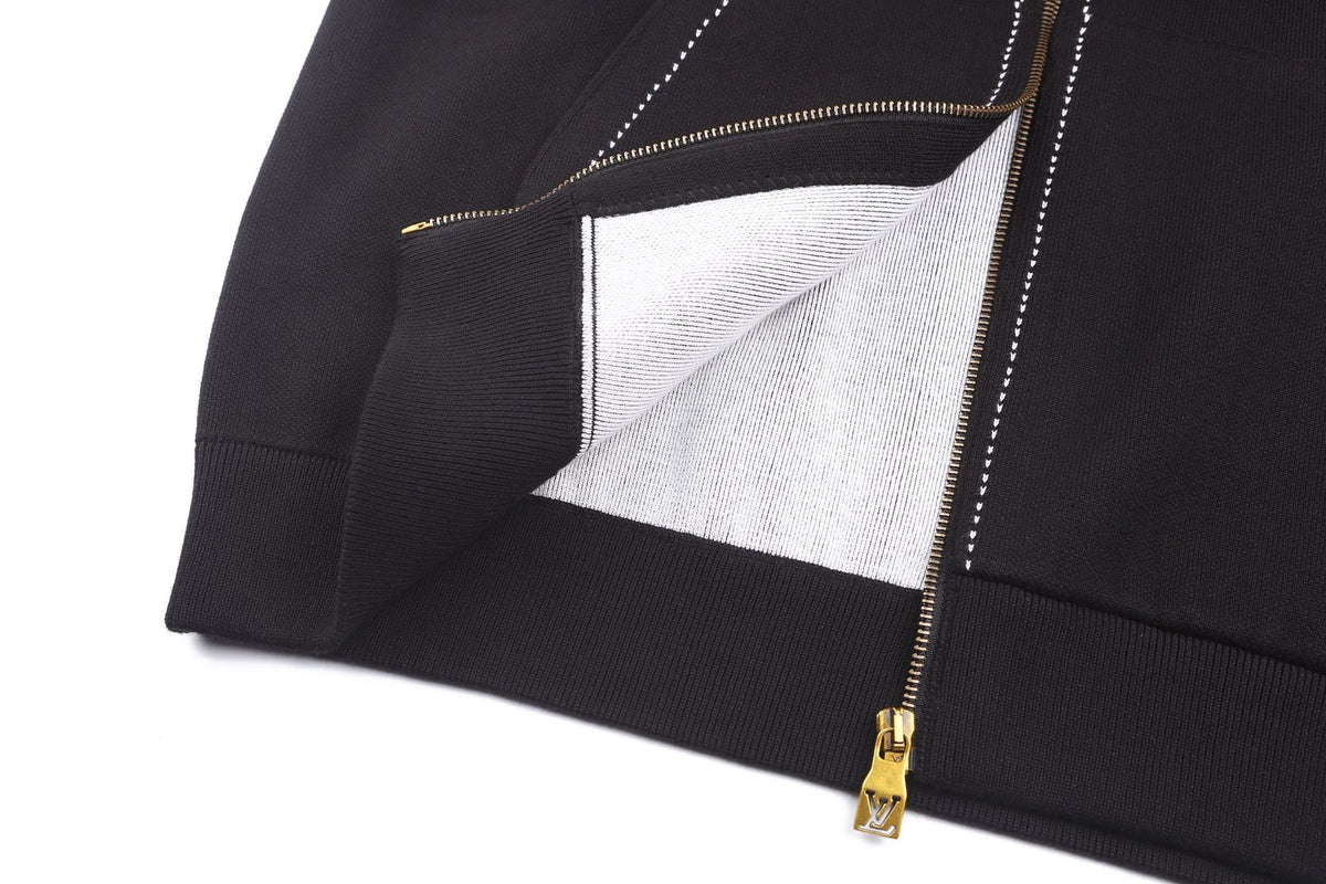 Falection FW26 Graphic Intarsia Zipped Cotton Hoodie in 2 Colors