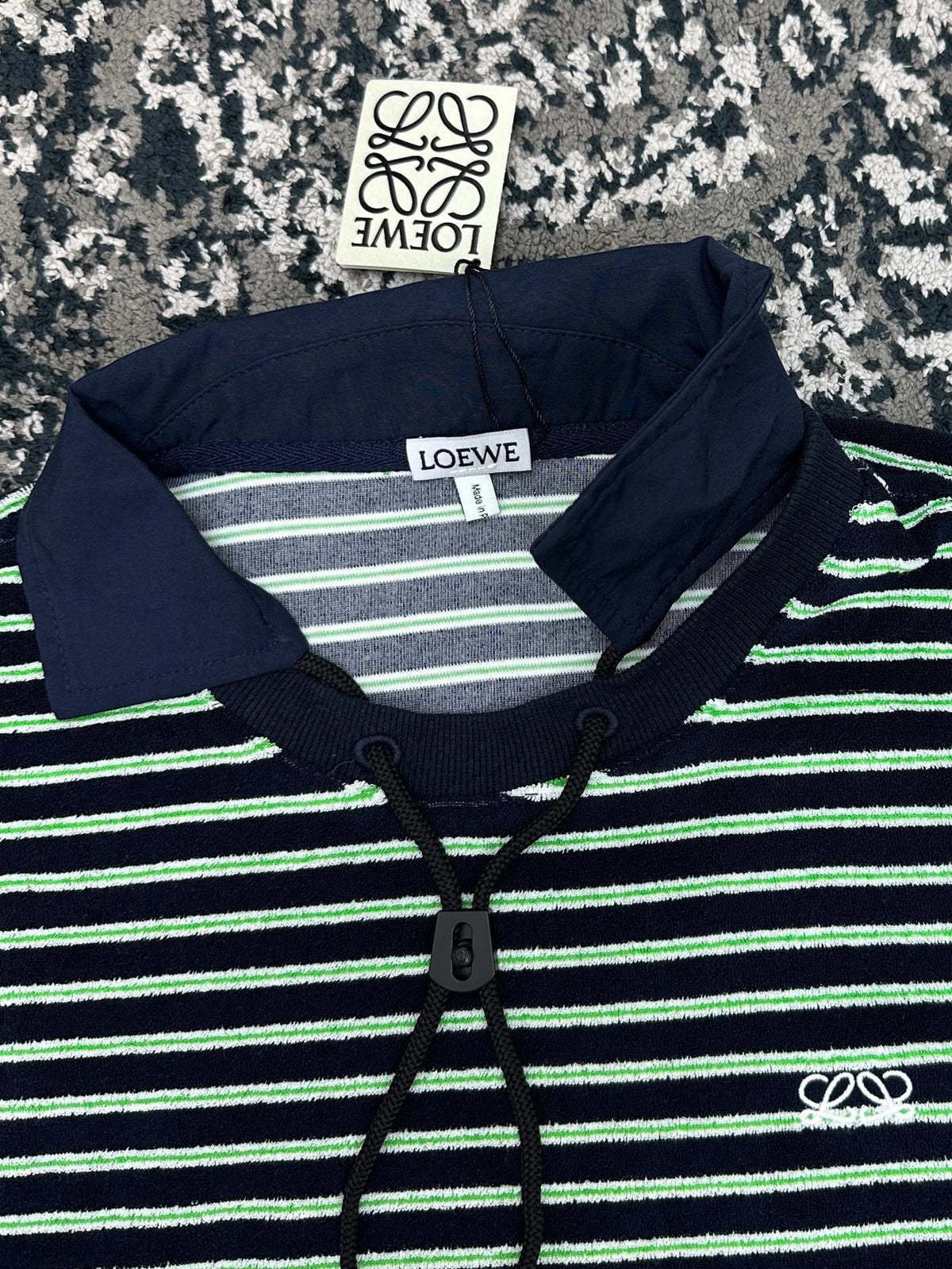 Falection FW26 Navy Stripe Toggle Polo Shirt