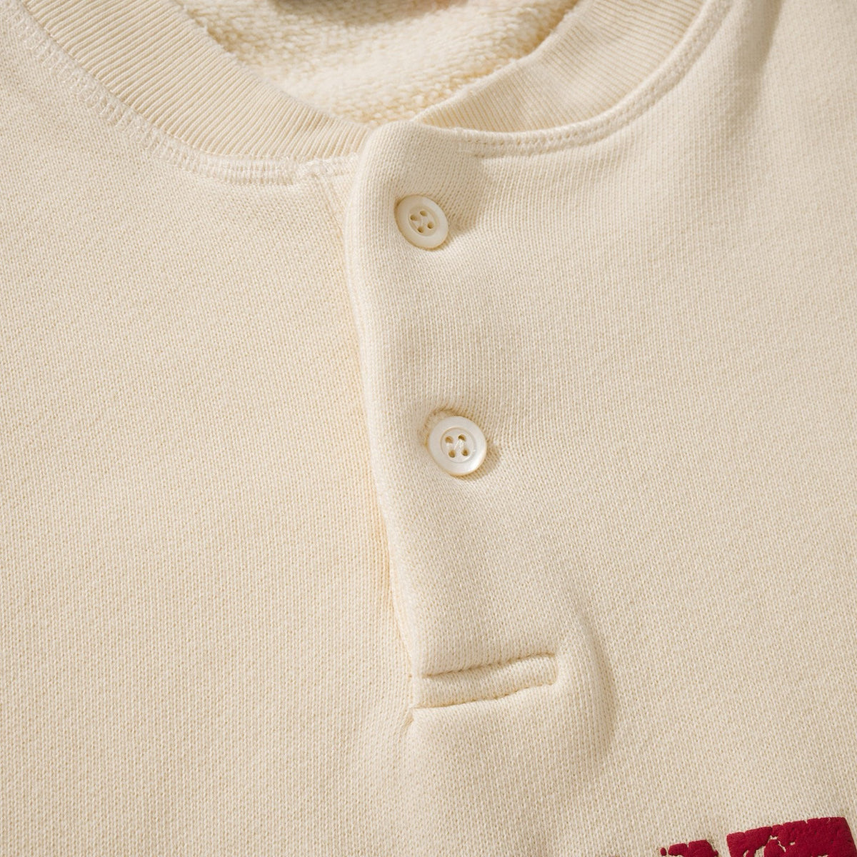 Falection FW26 Logo Distressed Fleece Henley Sweatshirt in 2 Colors