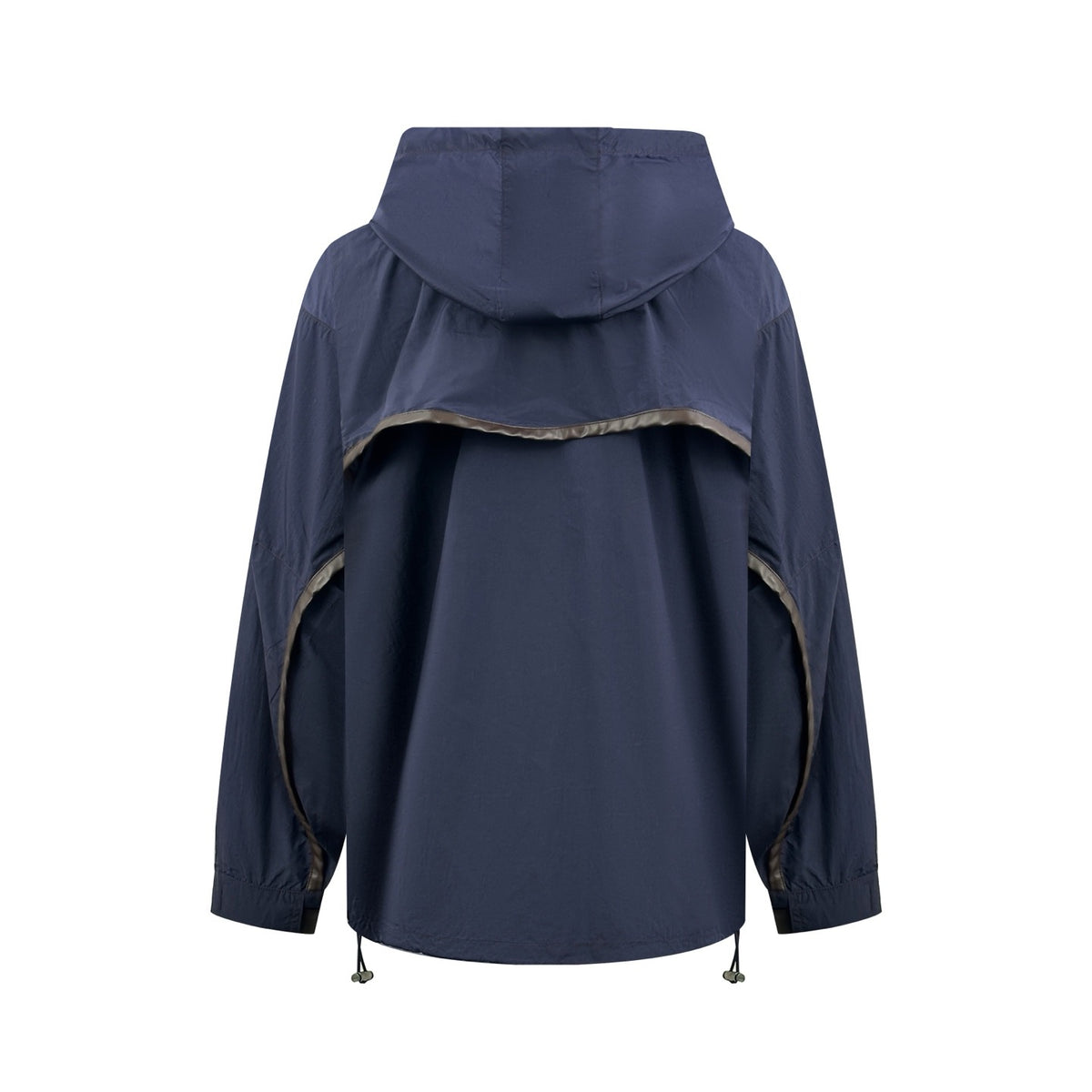 Falection Leather Trimmed Hooded Coat Navy