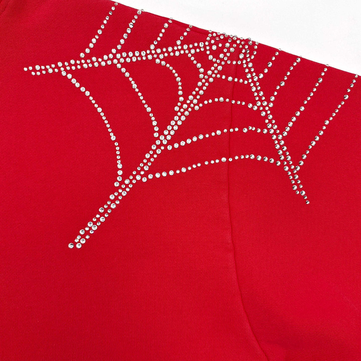 Falection Sp5der FW26 Rhinestone Web Zip Hoodie in Red