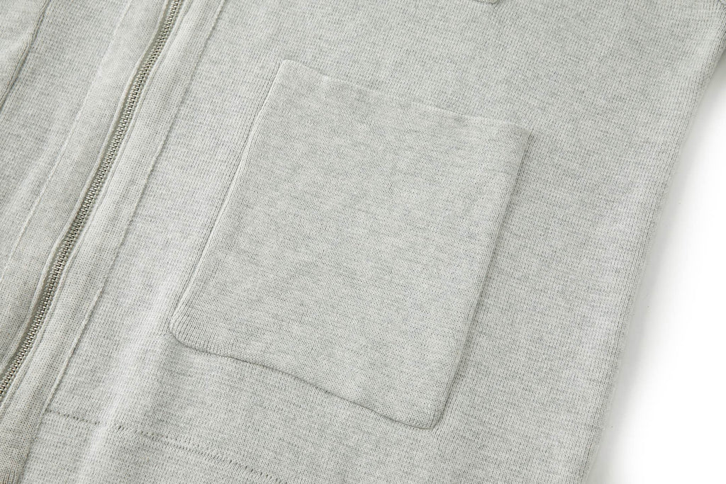 Falection FW26 Leather Logo Wool Zip Up Cardigan in 3 Colors
