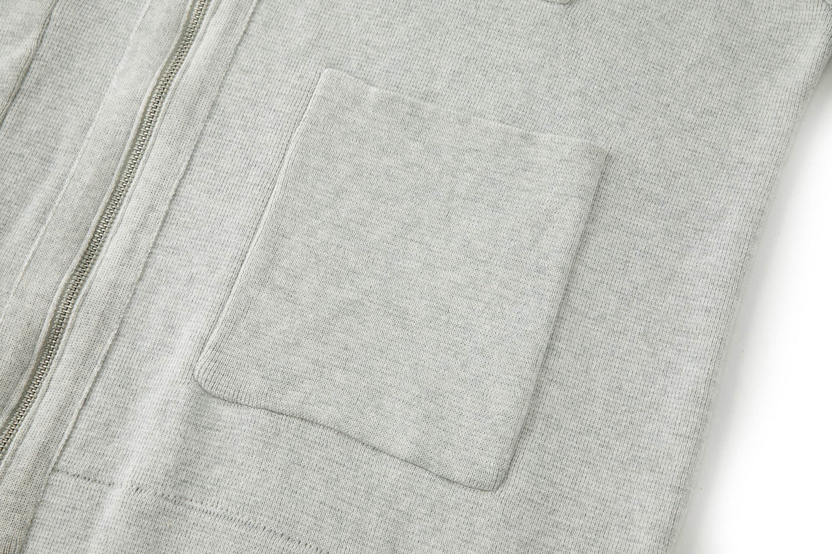 Falection FW26 Leather Logo Wool Zip Up Cardigan in 3 Colors