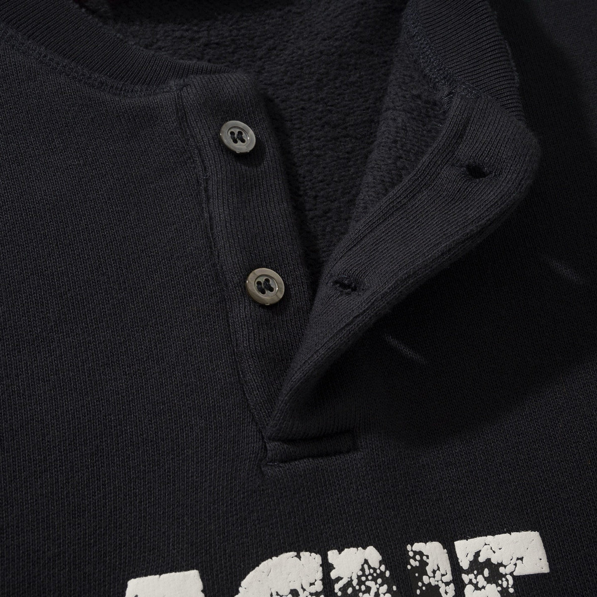 Falection FW26 Logo Distressed Fleece Henley Sweatshirt in 2 Colors