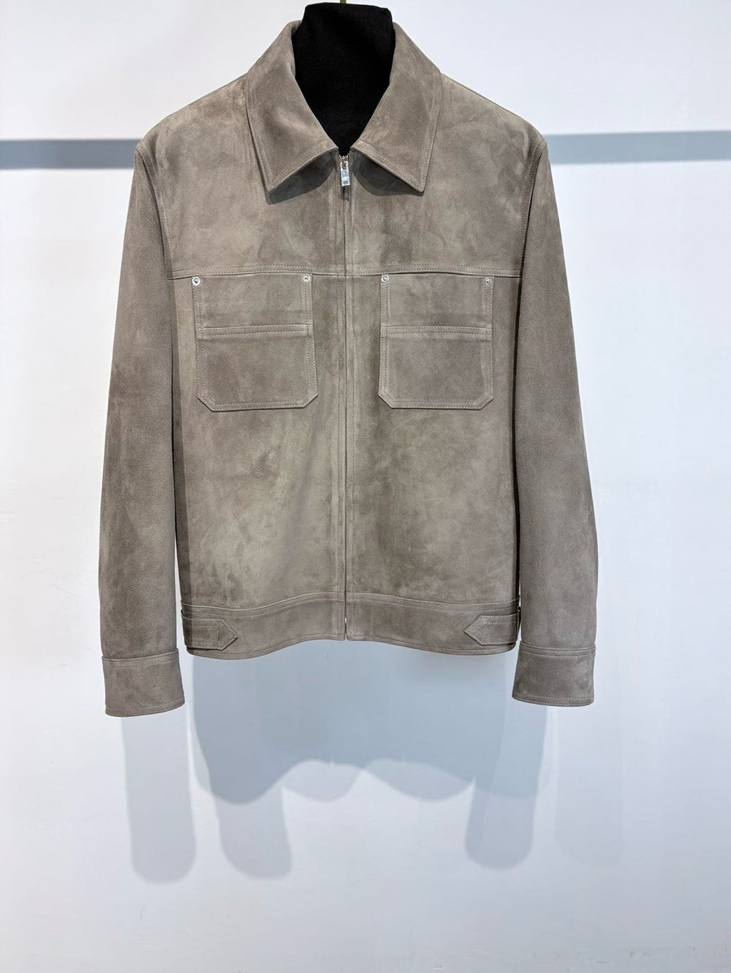 Falection FW26 Suede Leather Jacket in Gray Seal