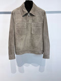 Falection FW26 Suede Leather Jacket in Gray Seal