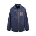 Falection Leather Trimmed Hooded Coat Navy
