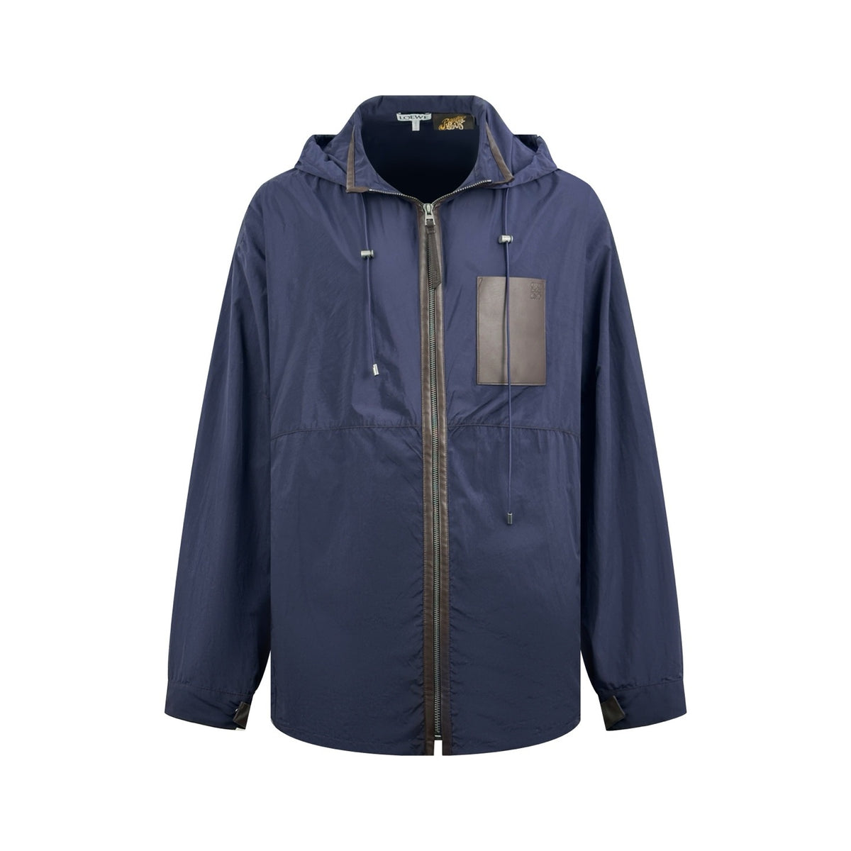 Falection Leather Trimmed Hooded Coat Navy