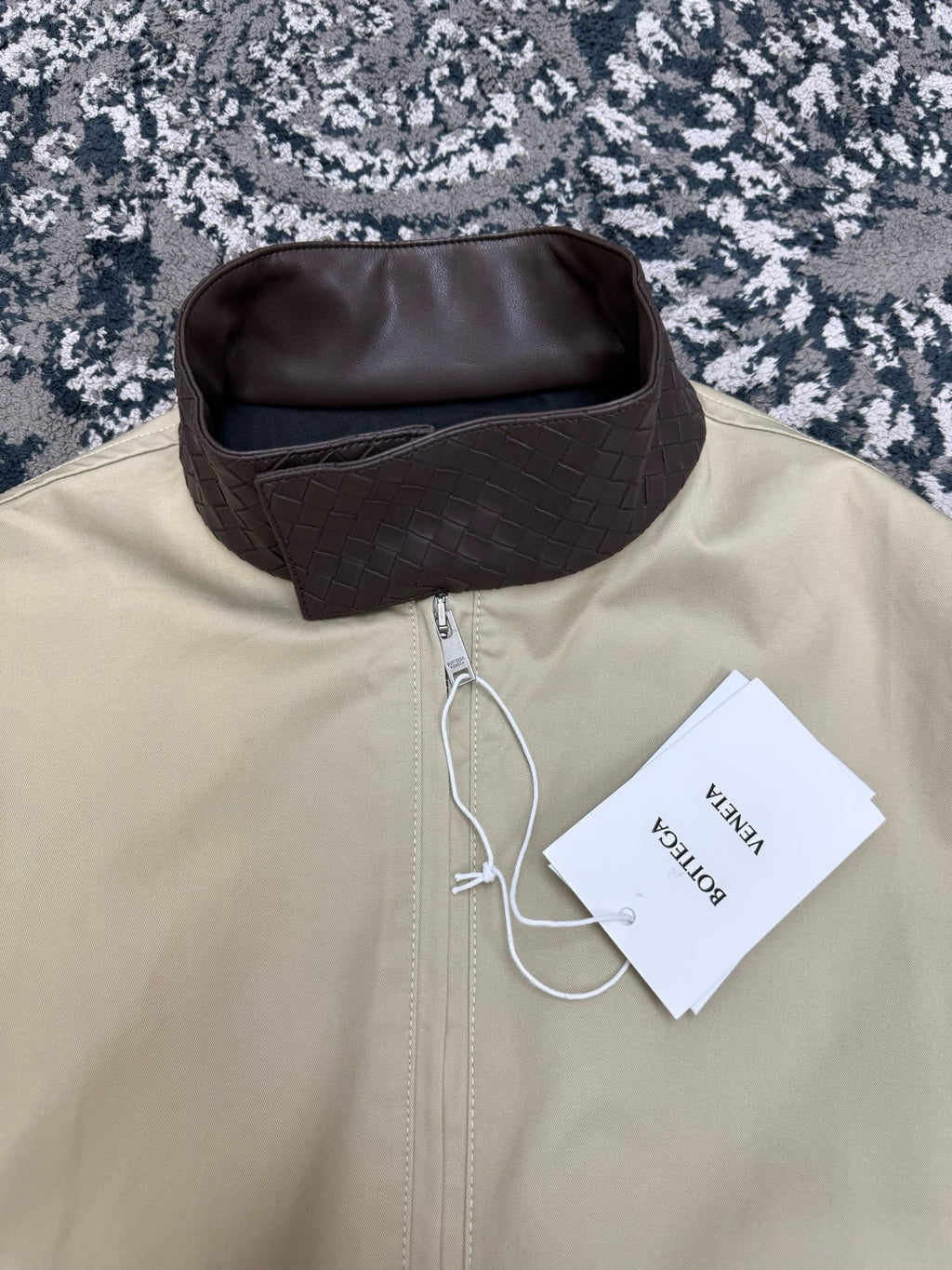 Falection FW26 Intrecciato Cotton Blouson Jacket in Beige