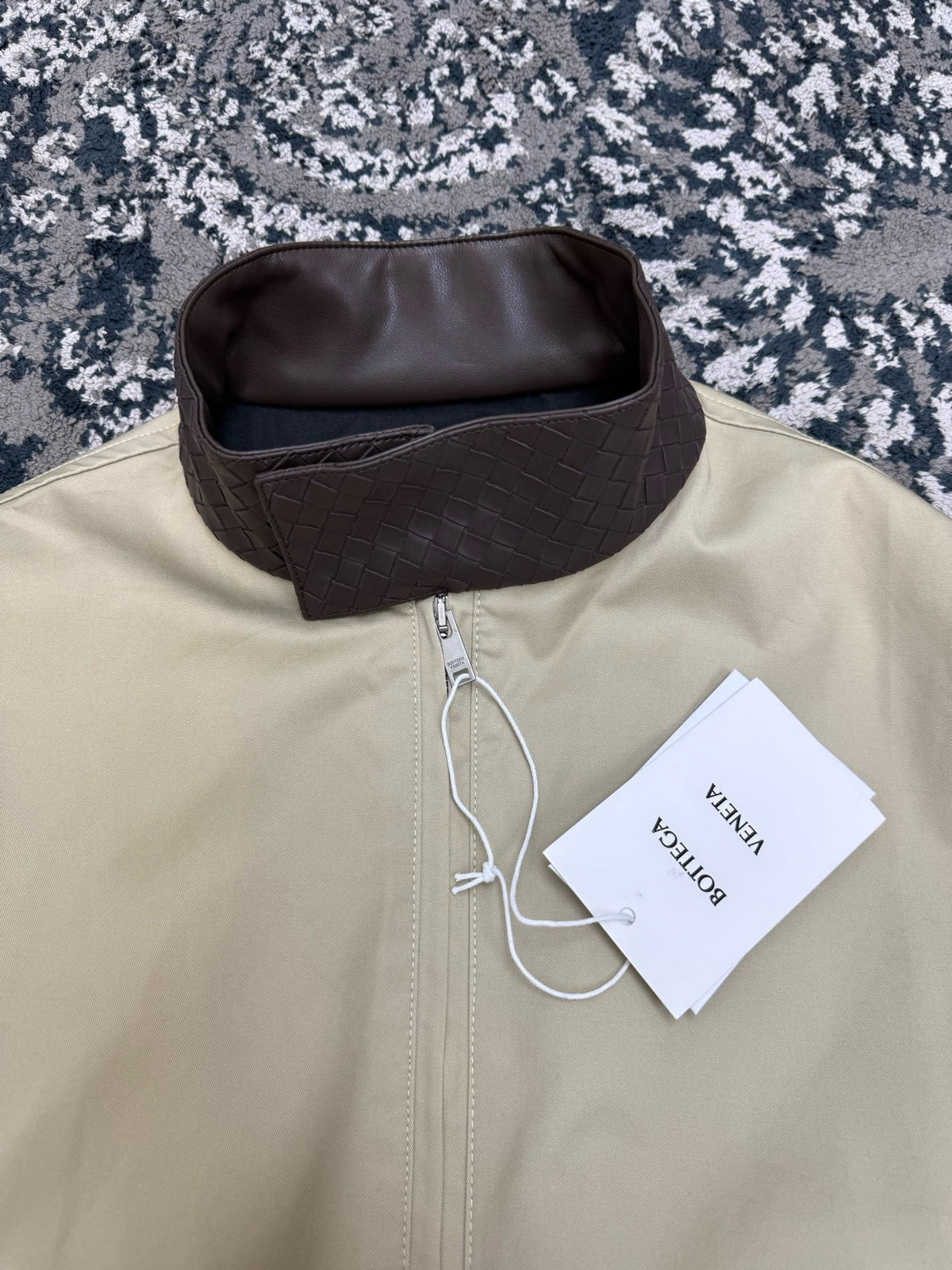 Falection FW26 Intrecciato Cotton Blouson Jacket in Beige