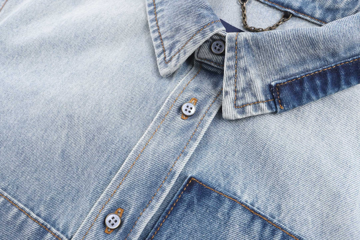 Falection FW26 Signature Patchwork Denim Longsleeve Shirt