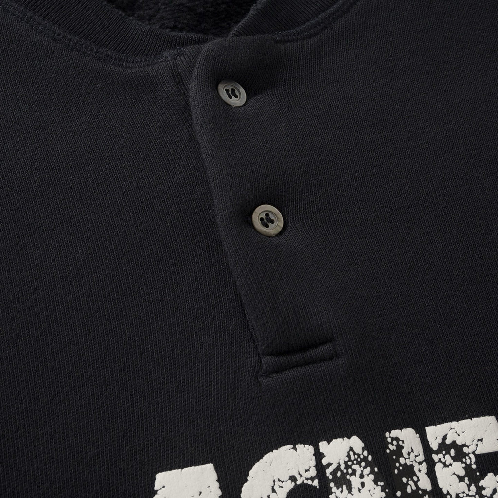 Falection FW26 Logo Distressed Fleece Henley Sweatshirt in 2 Colors