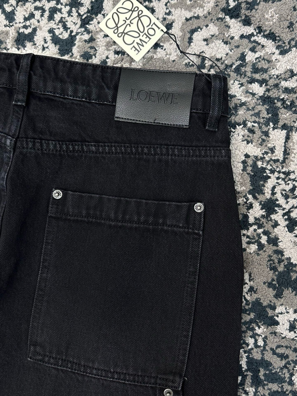 Falection FW26 Leather Patch Straight Leg Jeans in 2 Colors