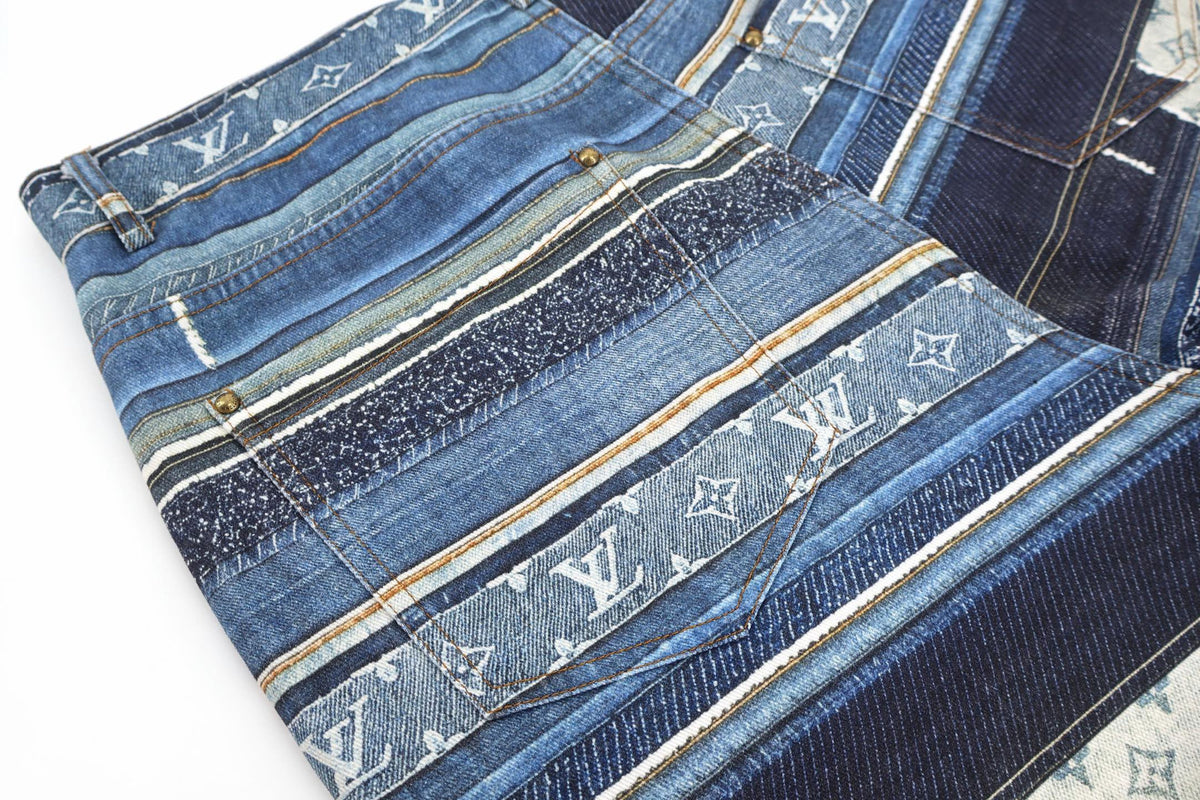 Falection SS27 Patchwork Monogram Denim Shorts