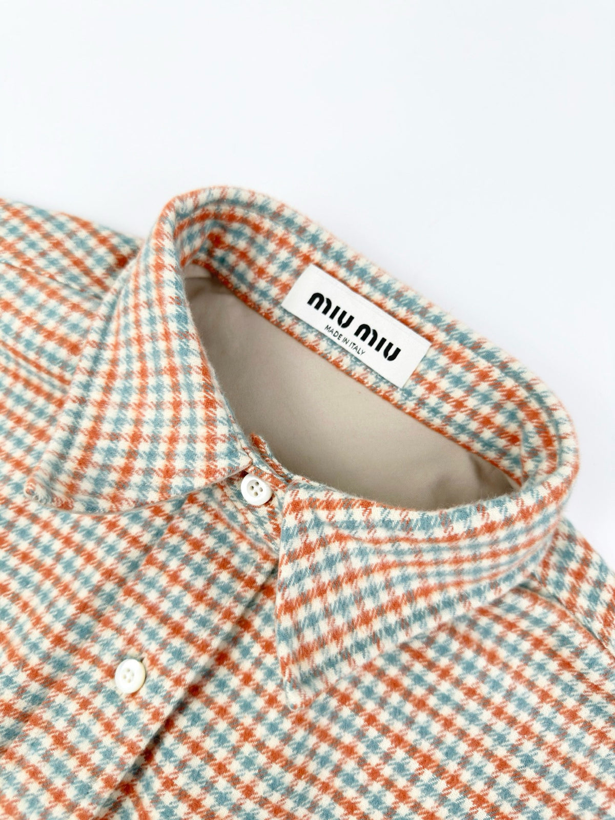 Falection FW26 Checked Cotton Shirt in Beige