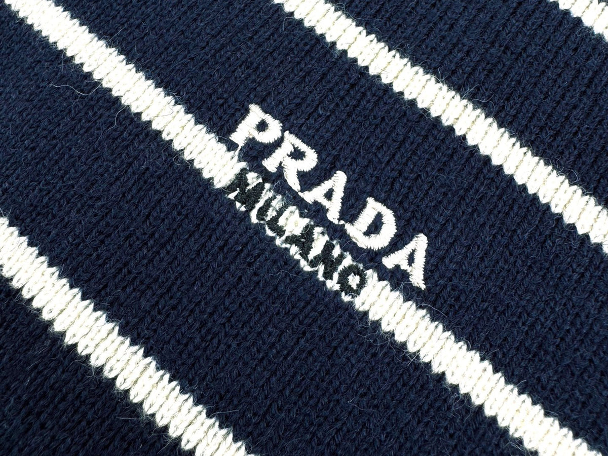 Falection FW26 Striped Virgin Wool Sweater in Navy