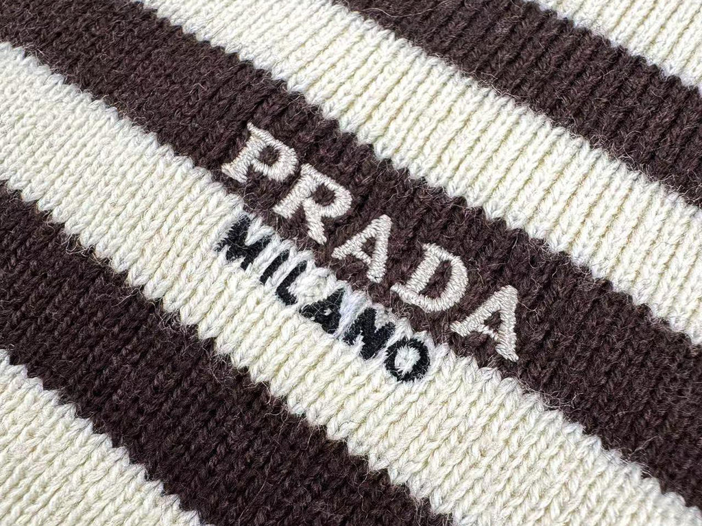 Falection FW26 Striped Virgin Wool Sweater in Beige