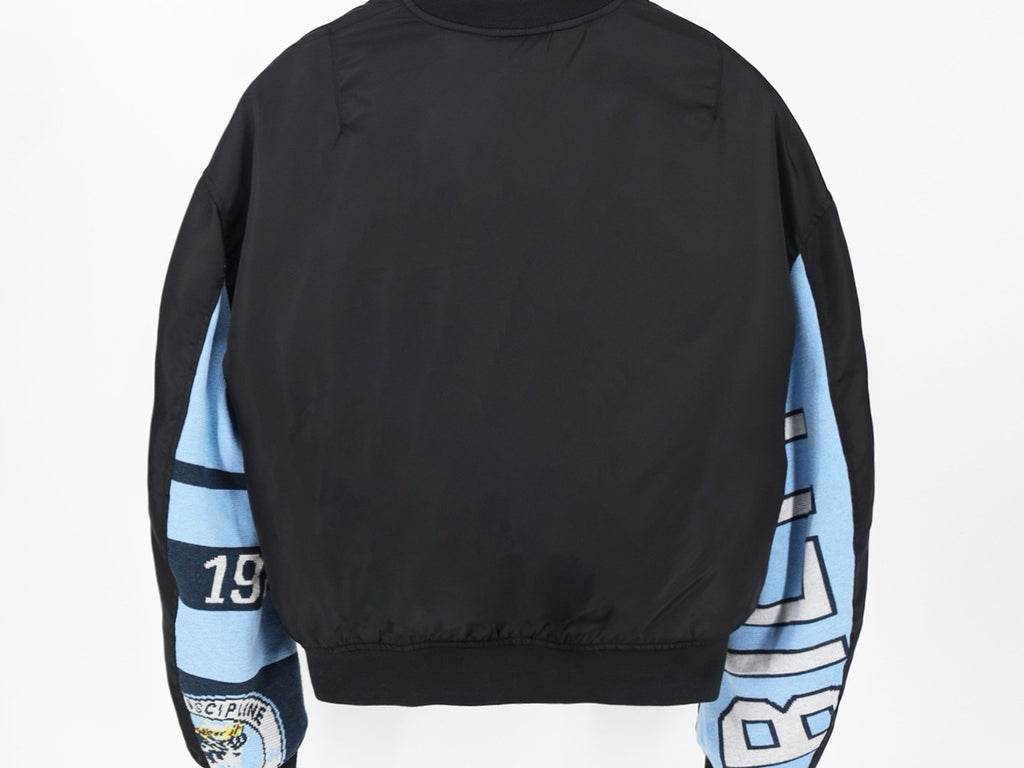 Falection FW26 Distressed Padded Jacquard-Panelled Nylon Bomber Jacket