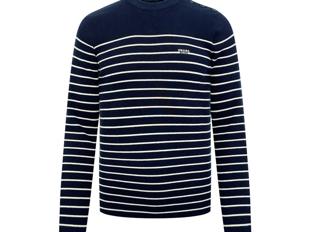 Falection FW26 Striped Virgin Wool Sweater in Navy