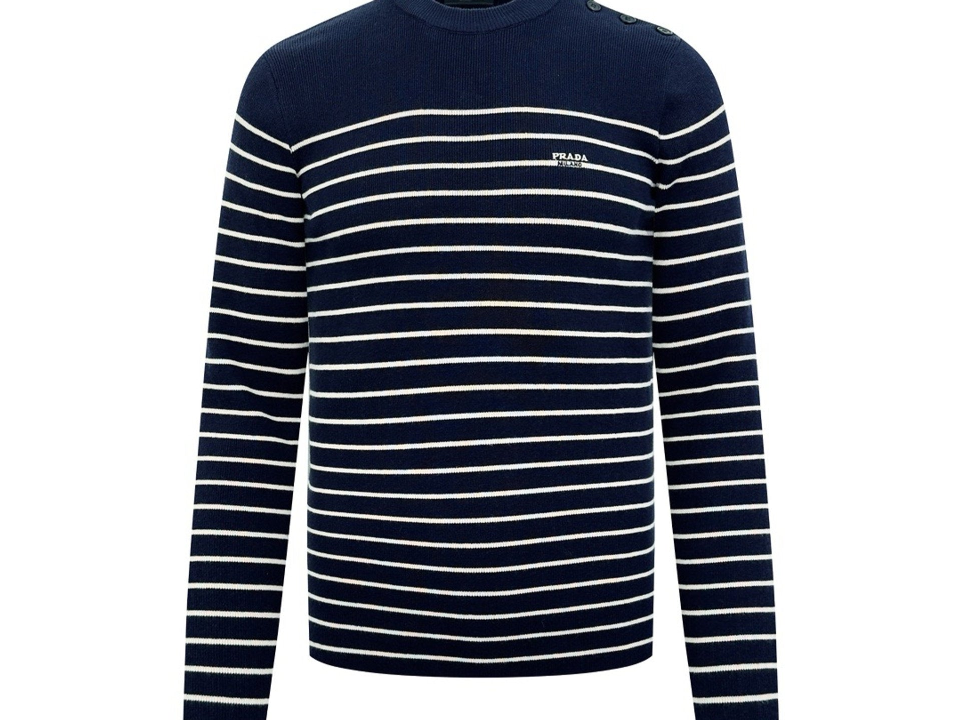 Falection FW26 Striped Virgin Wool Sweater in Navy