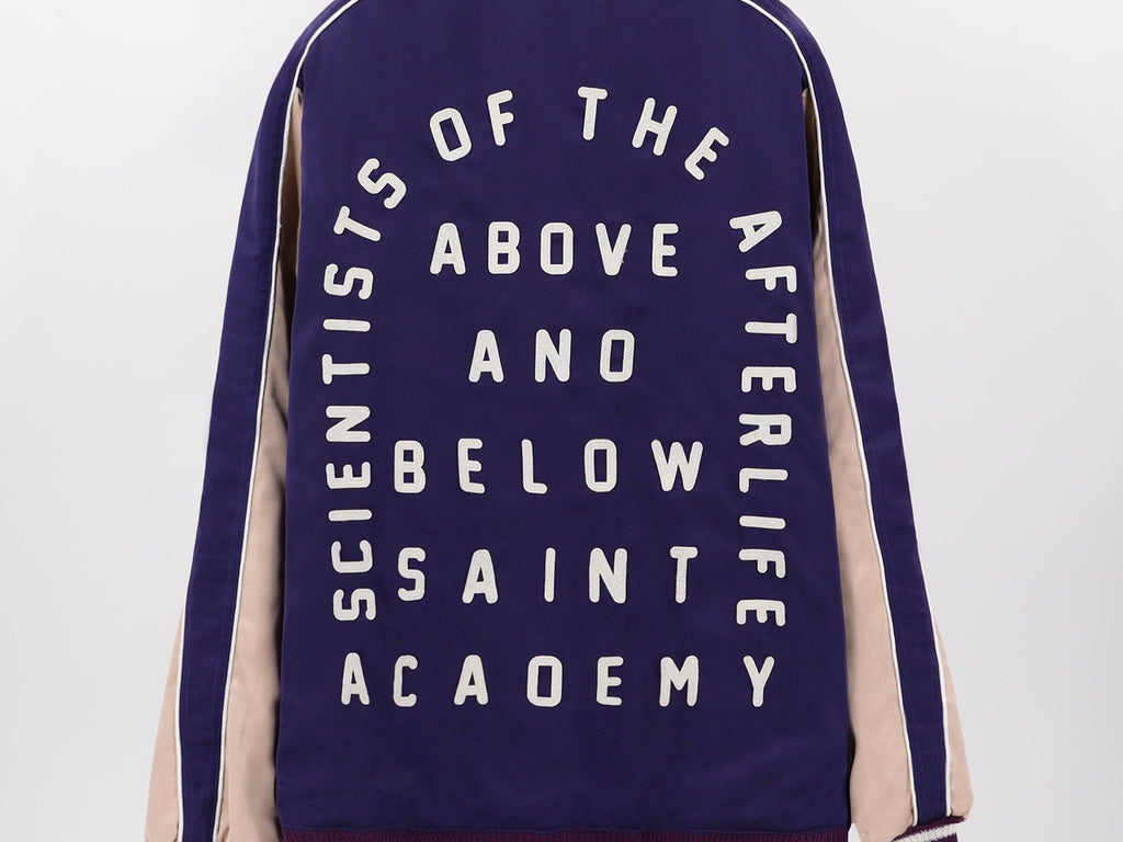 Falection FW26 Distressed Appliqued Satin Bomber Jacket