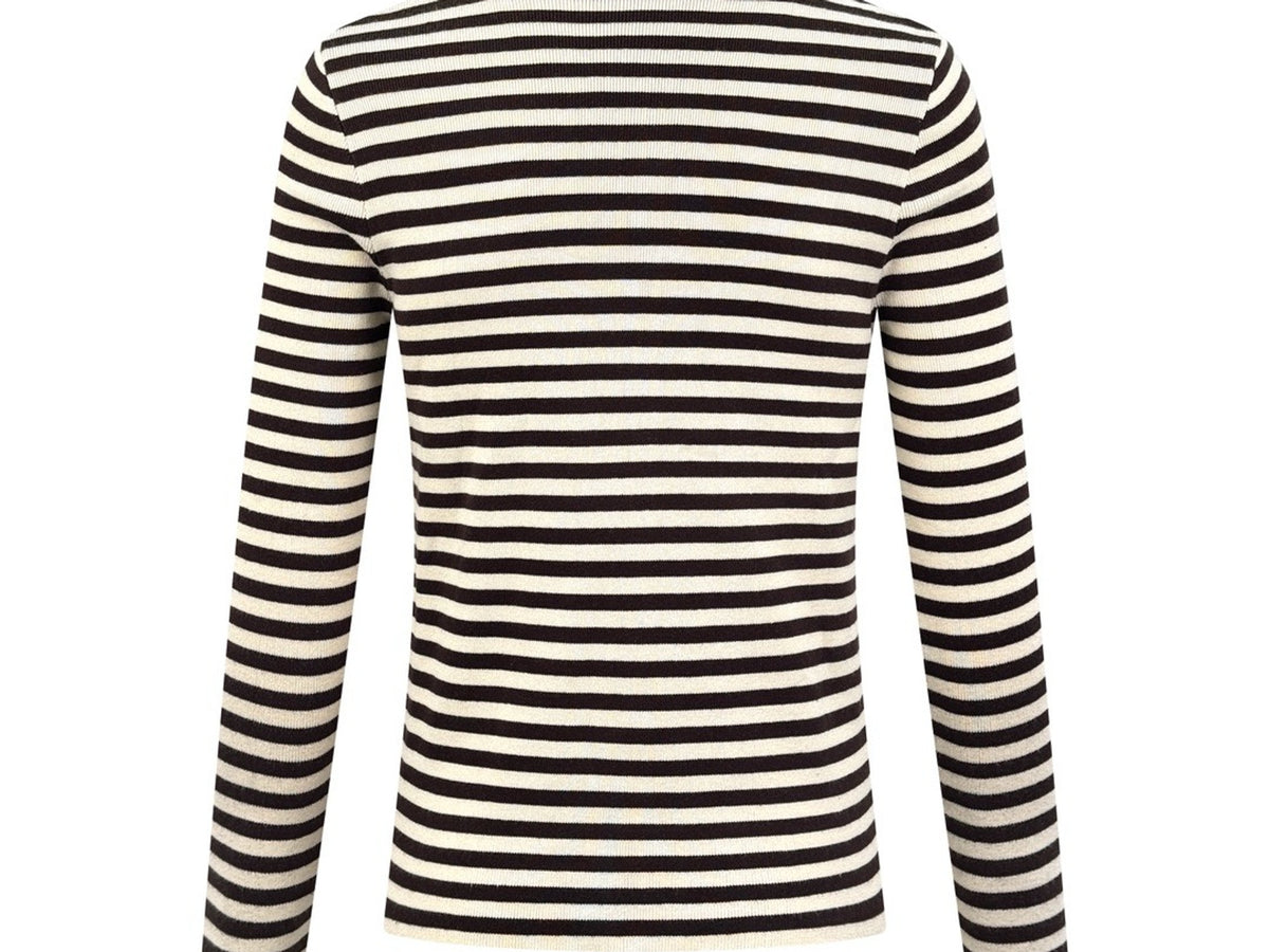 Falection FW26 Striped Virgin Wool Sweater in Beige