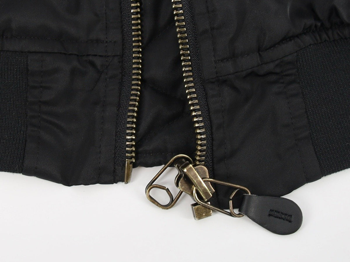 Falection FW26 Distressed Padded Jacquard-Panelled Nylon Bomber Jacket
