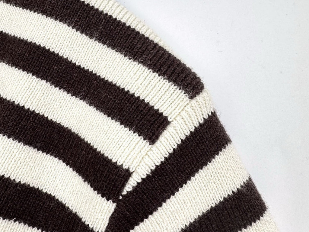Falection FW26 Striped Virgin Wool Sweater in Beige
