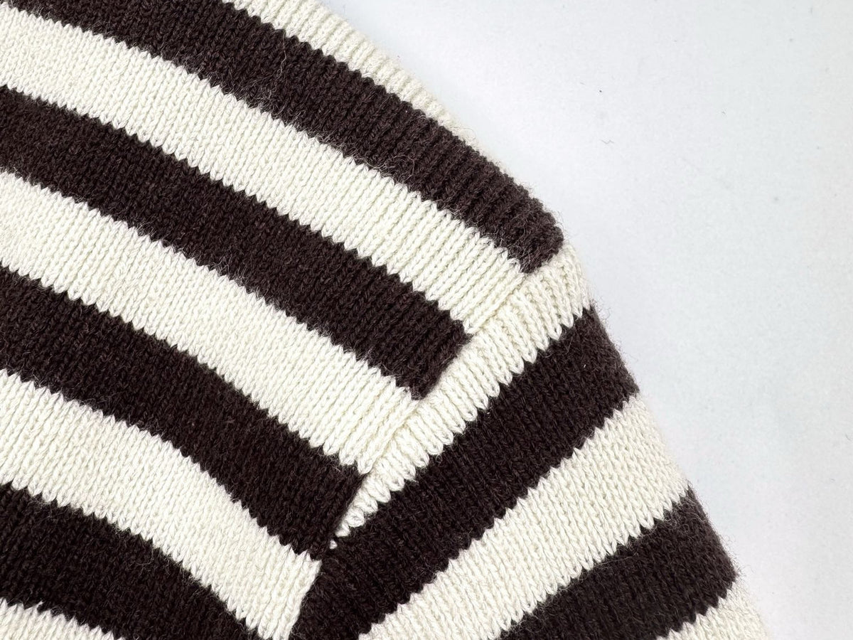 Falection FW26 Striped Virgin Wool Sweater in Beige