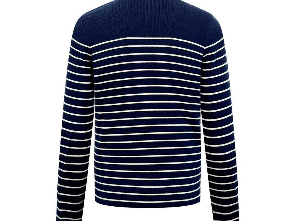 Falection FW26 Striped Virgin Wool Sweater in Navy