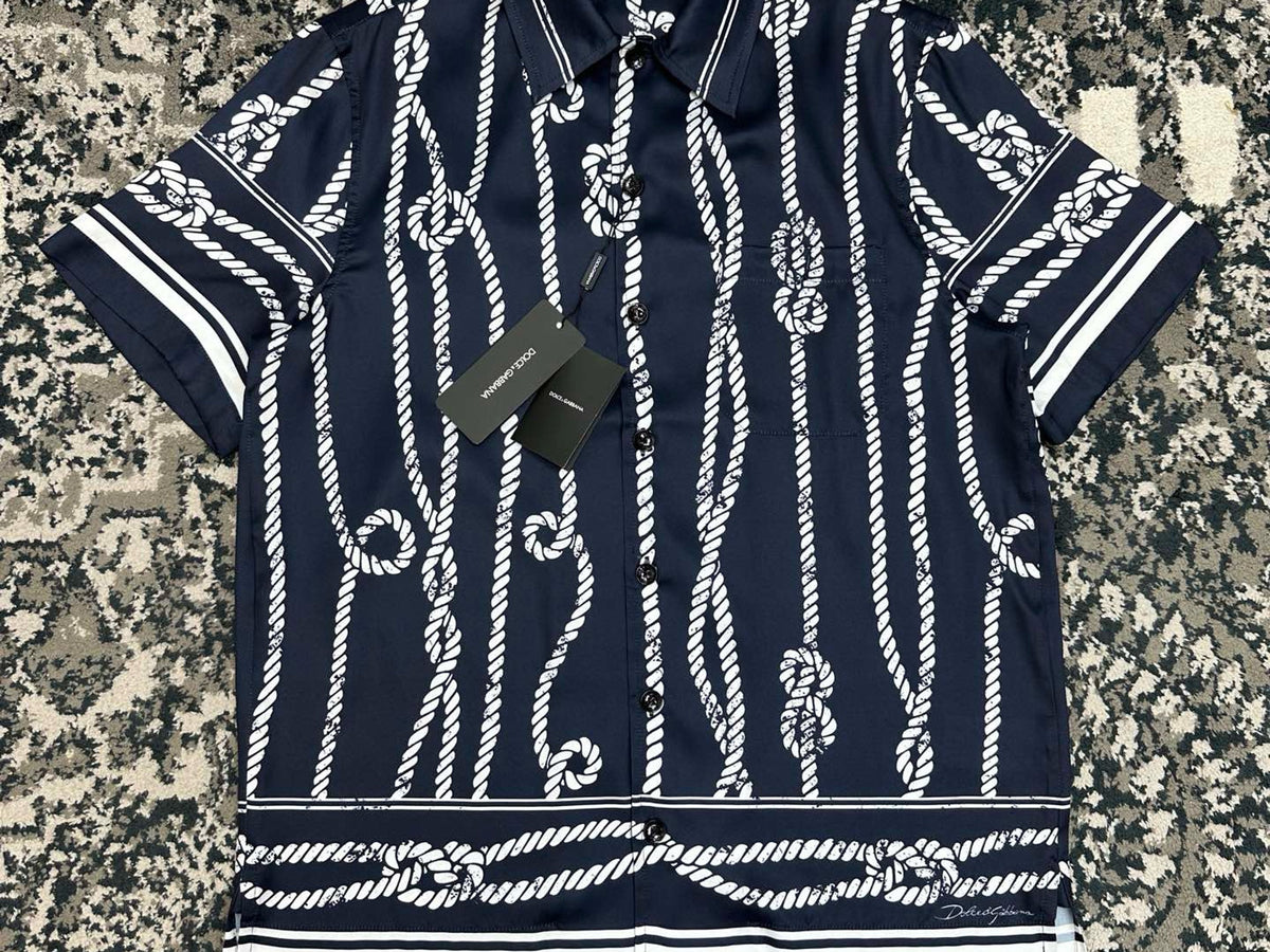 Falection FW26 Marina Print Silk Twill Hawaii Shirt