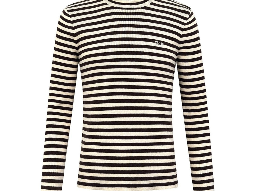 Falection FW26 Striped Virgin Wool Sweater in Beige