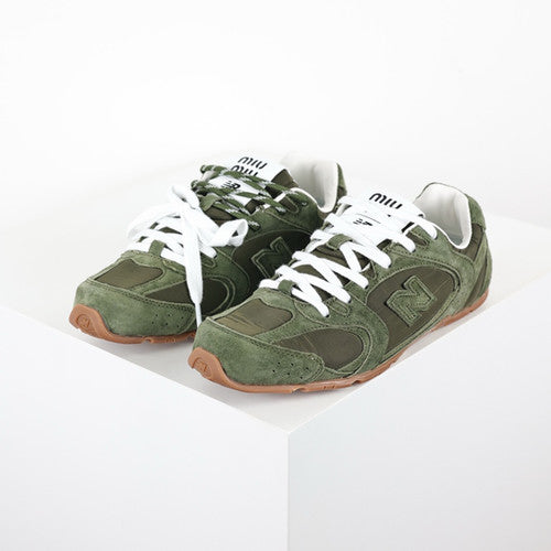 Falection NB x MIU SS26 530 SL Technical Fabric and Suede Sneaker in Olive