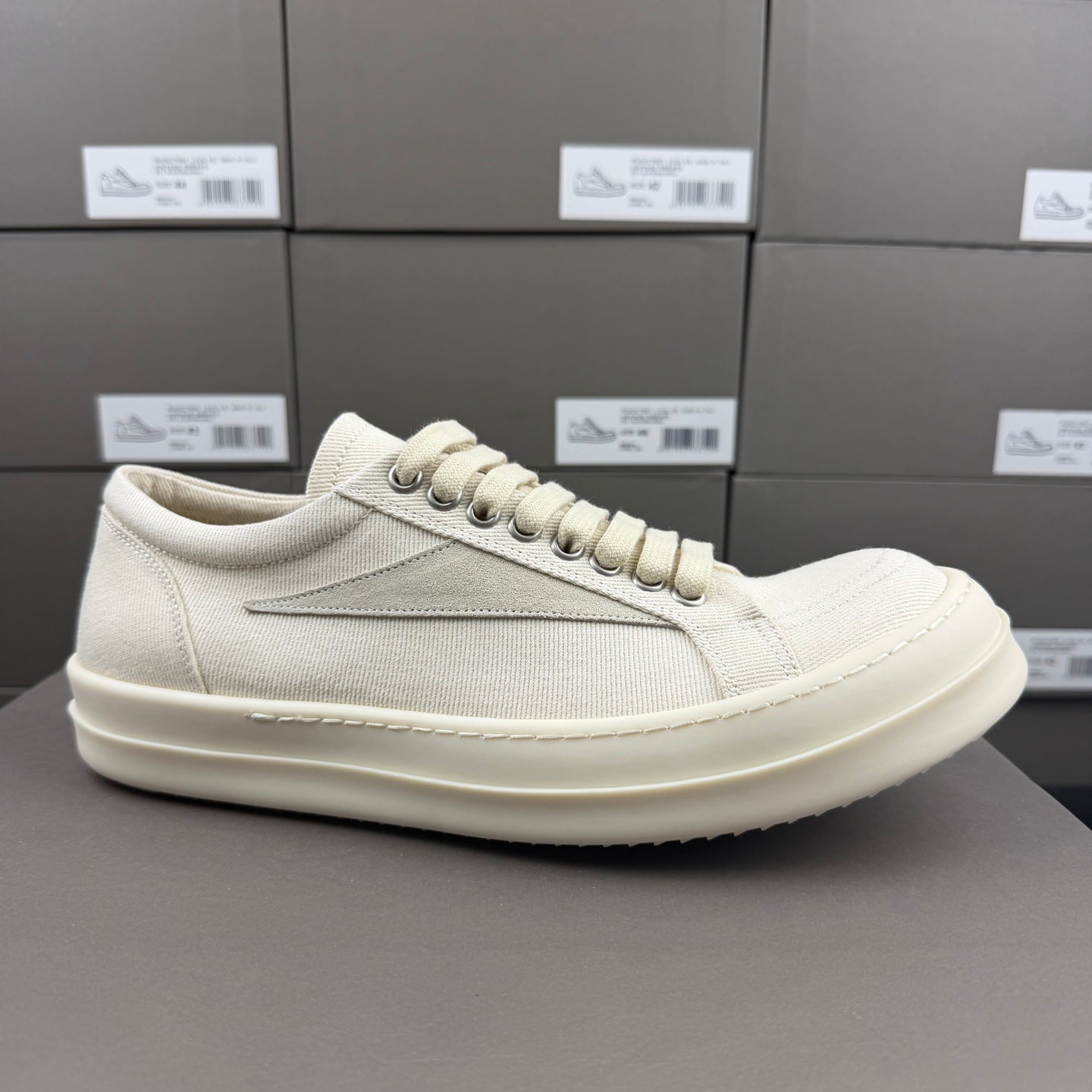 RO sand white low top sneakers suede patch canvas