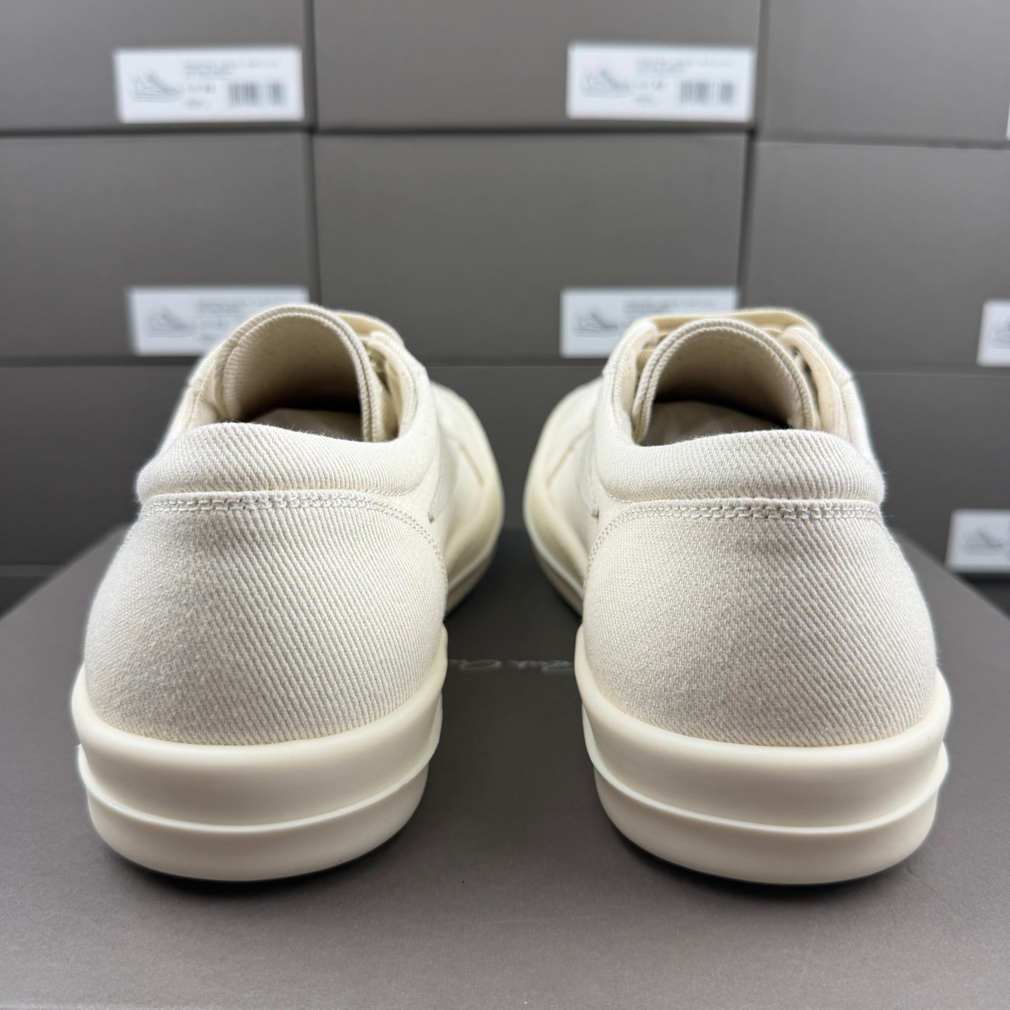 RO sand white low top sneakers suede patch canvas