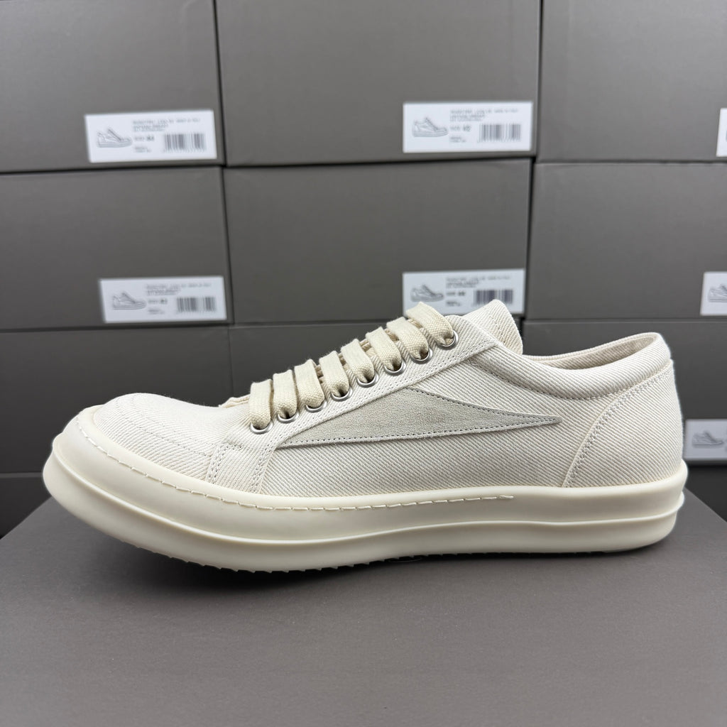 RO sand white low top sneakers suede patch canvas