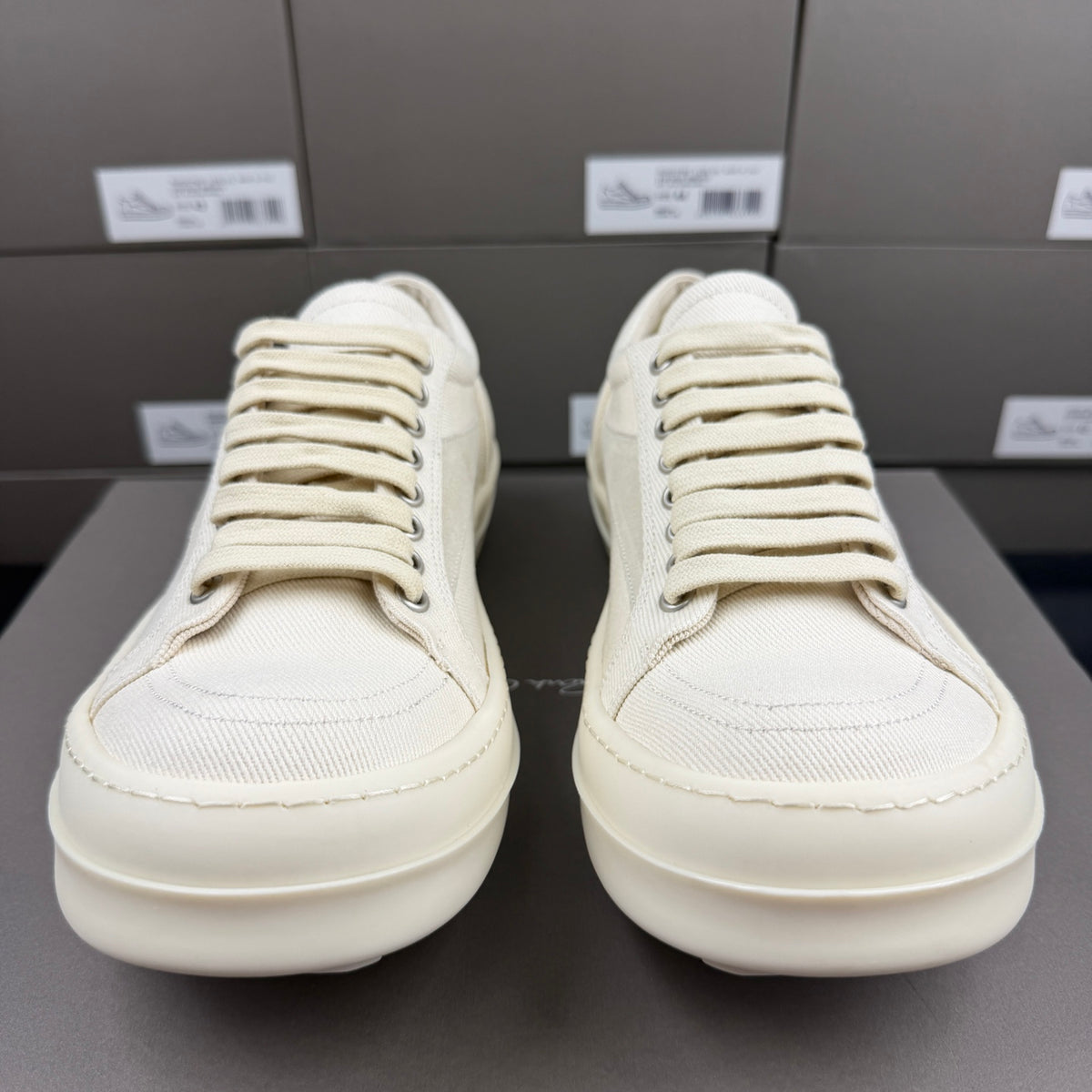 RO sand white low top sneakers suede patch canvas