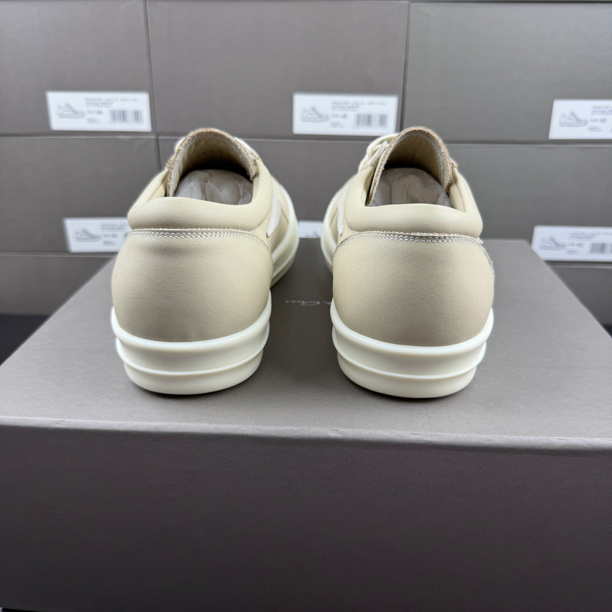 RO sand white low top sneakers suede patch